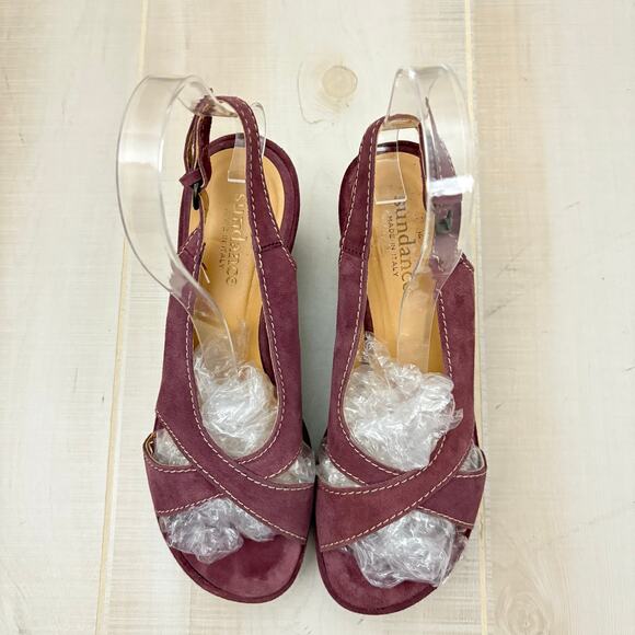 Sundance Mauve Suede Wedge Sandals Open Toe Ankle Strap Shoes Women Sz 40(9-9.5) - Picture 5 of 11